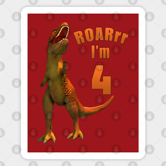 Kids Dino 4th Birthday T-Rex Magnet by macdonaldcreativestudios